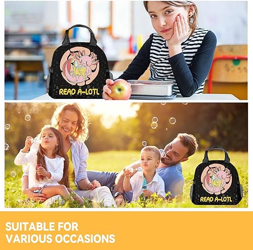 Miniatura 2 de Axolotl - Lonchera con aislamiento medio, bonita lonchera para mujeres y niñas, color negro para el trabajo, la escuela
