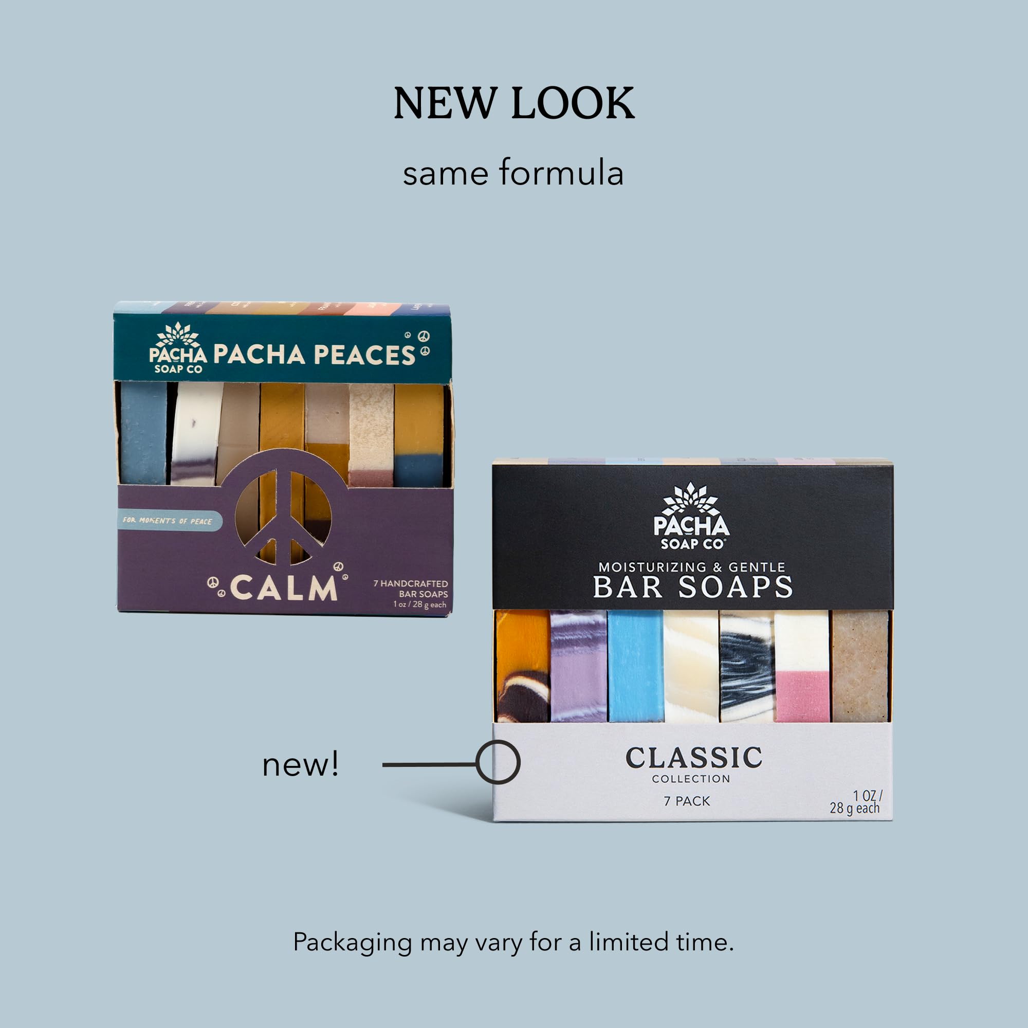 Pacha Soap Co. Bar Soap, Pacha Peaces, Uplift & Calm Bundle, 2-Pack (4 oz ea) - Premium, Handcrafted, Hydrating, Natural Face Wash, Hand Cleanser, Body Wash, Soothing Essential Oils