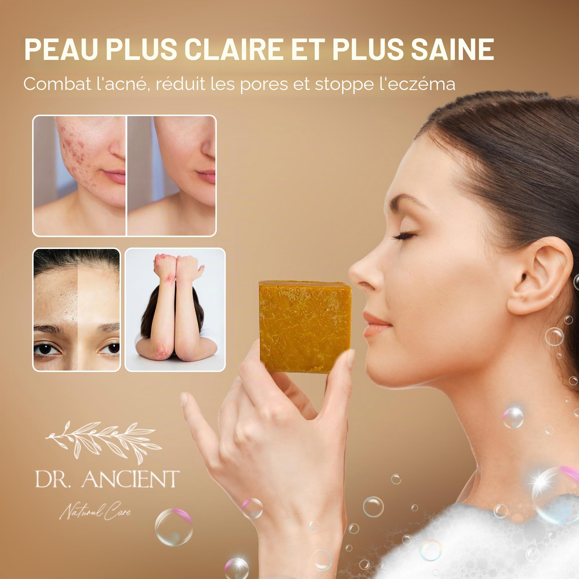 Dr.Ancient Barre de savon au soufre bio naturel végétalien traditionnel fait à la main antique - Savon naturel pur !