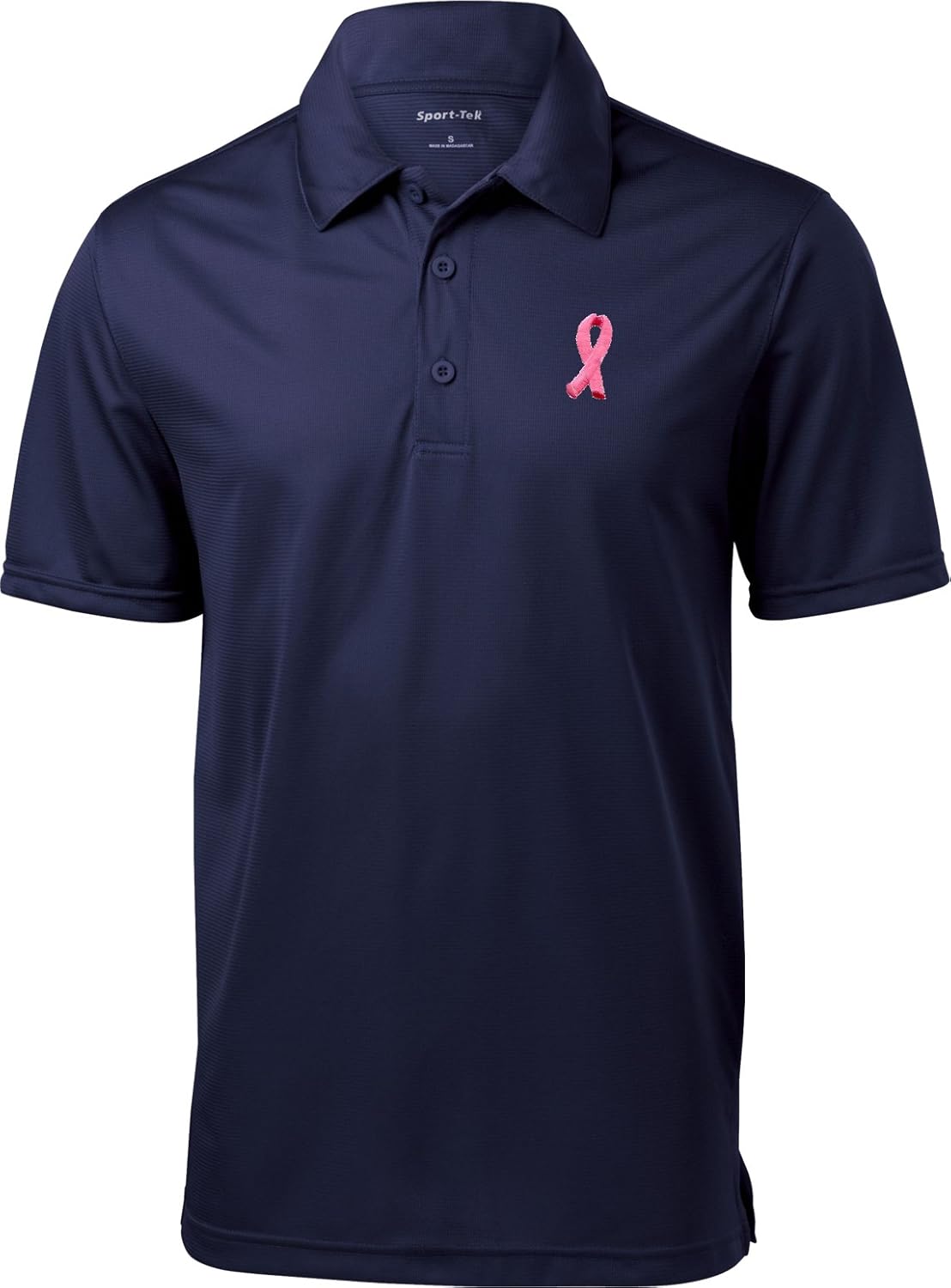 Buy Cool Shirts Breast Cancer Embroidered Pink Ribbon Pocket Print Textured Polo
