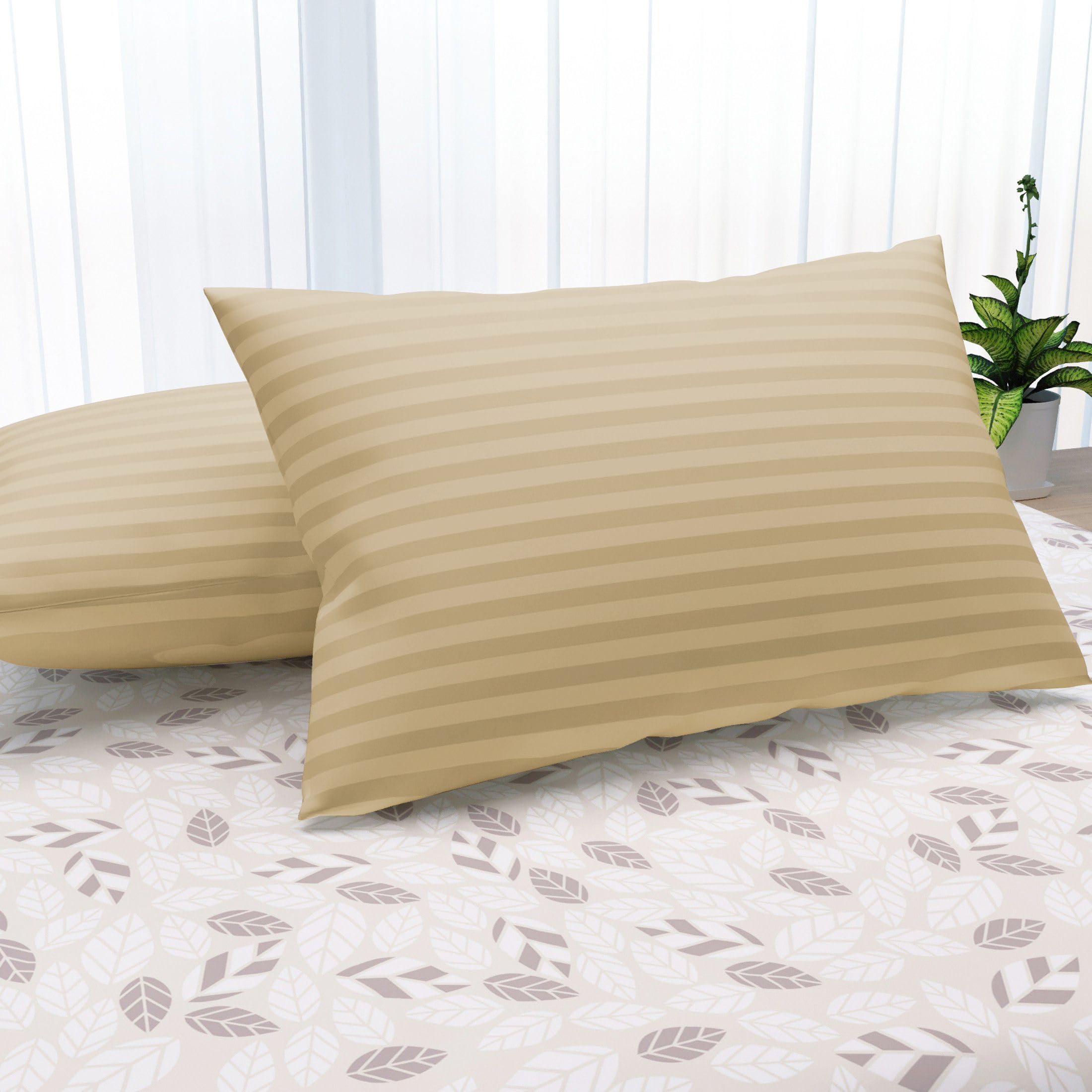 LA VERNE Microfiber Virgin Microfibre Blown Technology Filled Luxurious Anti Bacterial Cloth Sleeping Pillow (Yellow, Pack of 2)