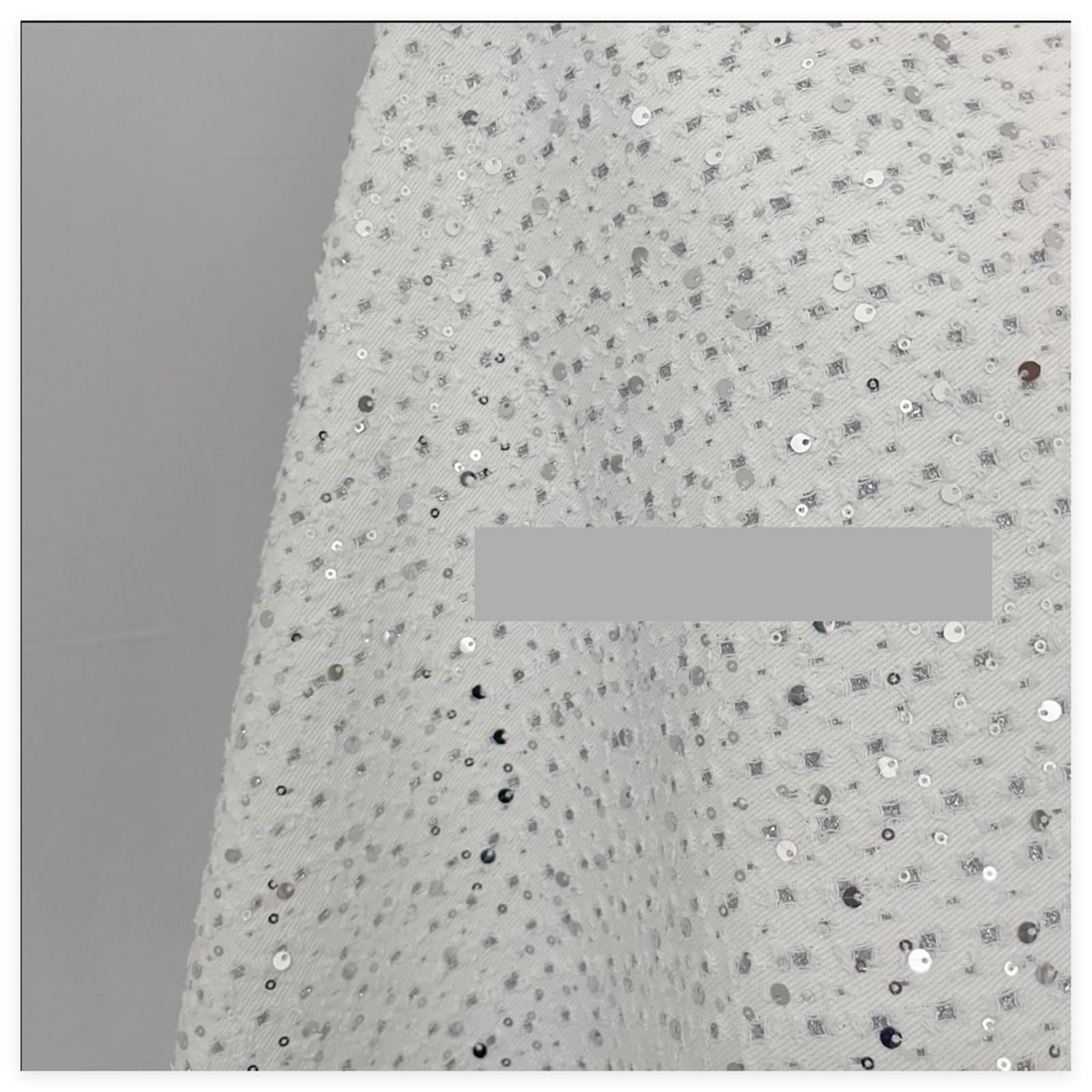 Tessuto denim lavato con ricamo di paillettes squisito 1M for cappotti, camicie, pantaloni, borse, cucito a mano fai da te, tessuti(WHITE)
