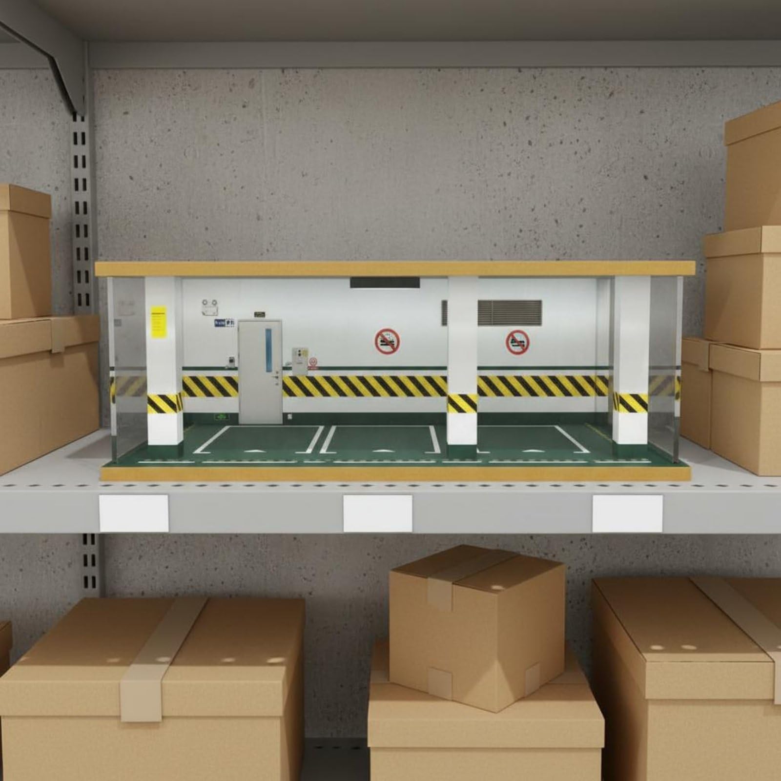 Harilla Car Garage 1 24 Maßstab Parkhaus Diorama Vitrine Modellauto Display Vitrinenkasten Präsentationsgehäuse Beleuchtung Holz Gestell Acryl Abdeckung