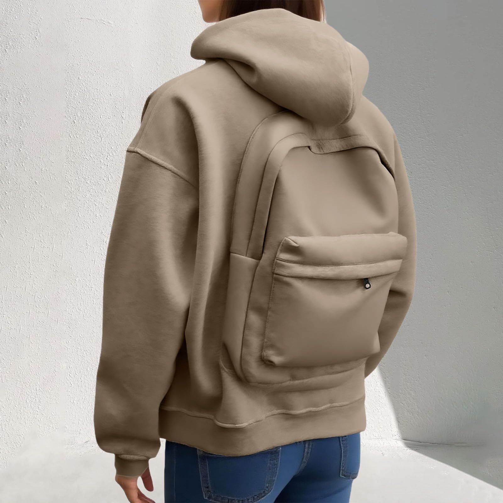 Générique Sweat à Capuche Femme Chaud Molleton Oversize Poche Kangourou Manches Longues Coton mélangé Pull Doux Automne Hiver Confortable décontracté Tendance Basique A128