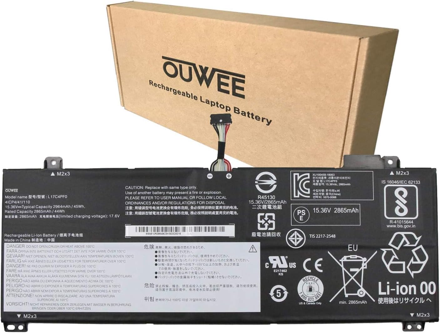 L17M4PF0 5B10R38650 SB10W67316 Laptop Battery Replacement for Lenovo IdeaPad S530-13IWL S530-13IML Series 5B10W67405 L17C4PF0 5B10R38649 SB10W67414 5B10W67314 15.36V 45Wh 2965mAh