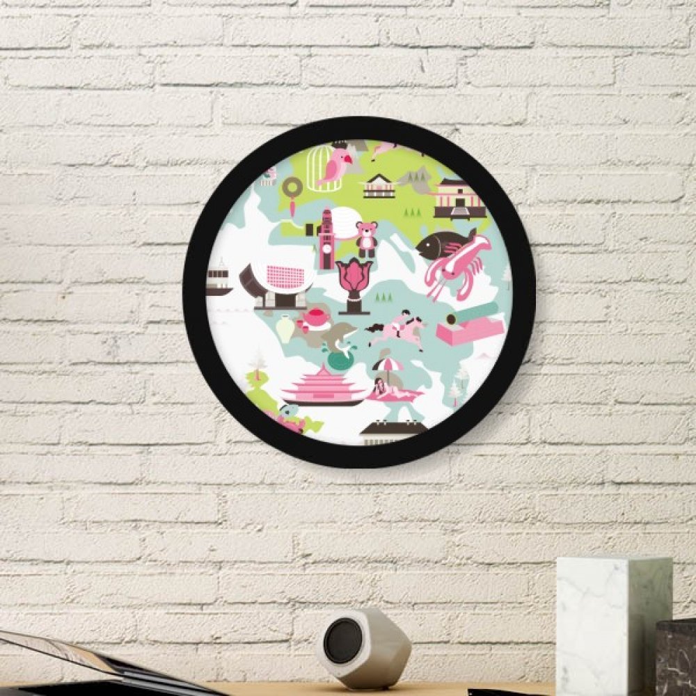 Carte de Hong Kong cadre noir tableau mural rond déco salon