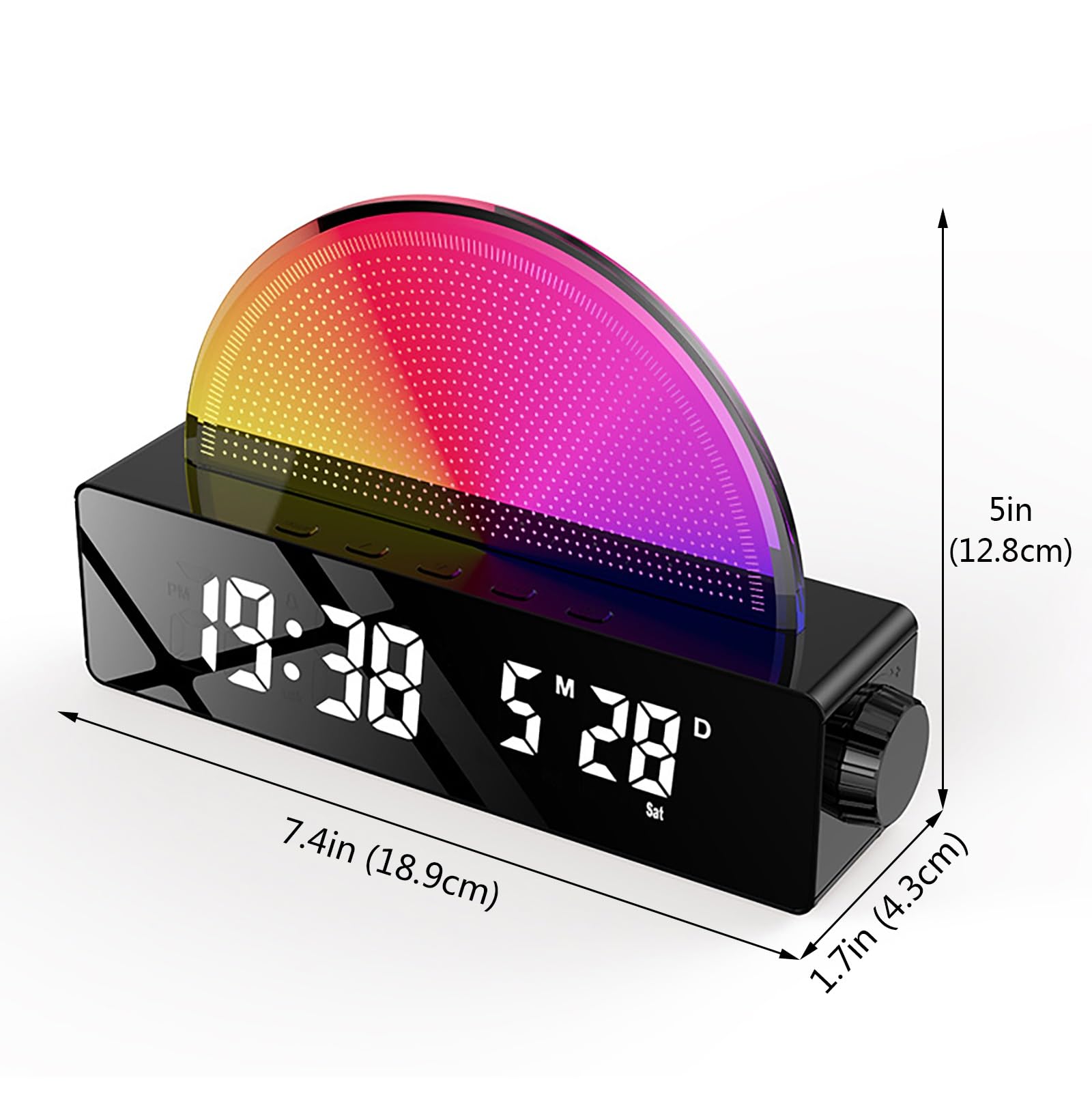 Sveglia con Luce Alba E Doppia Modalità Di Sveglia, Lampada Da Comodino LED con Cambio Di Colore, Display Digitale per Simulazione Naturale Dell'alba e Aiuto Al Sonno(Black)