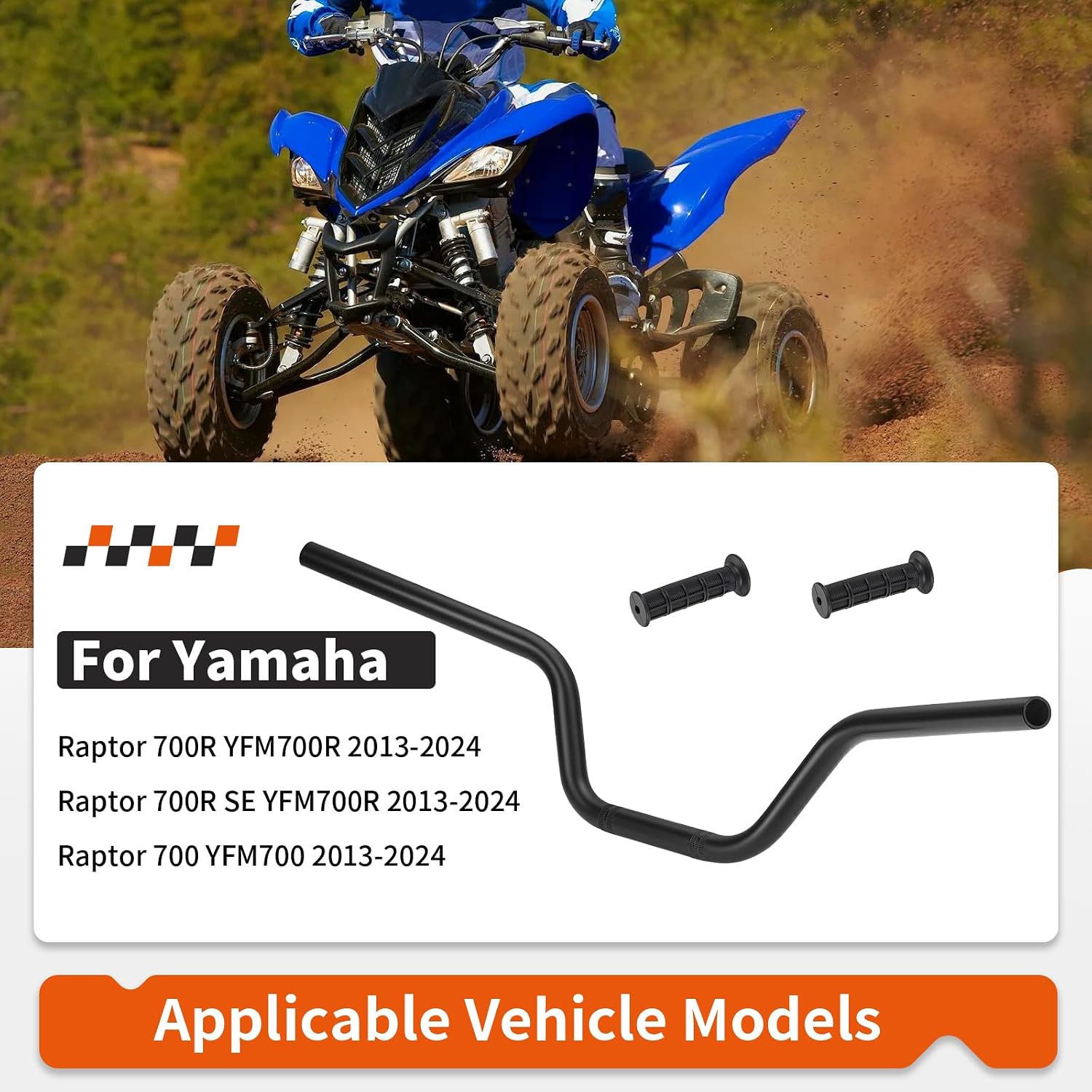 Heavy Duty HandleBar W/Grip for Yamaha Raptor 700 YFM700 YFM700R 2013-2024 1PE-F6111-00