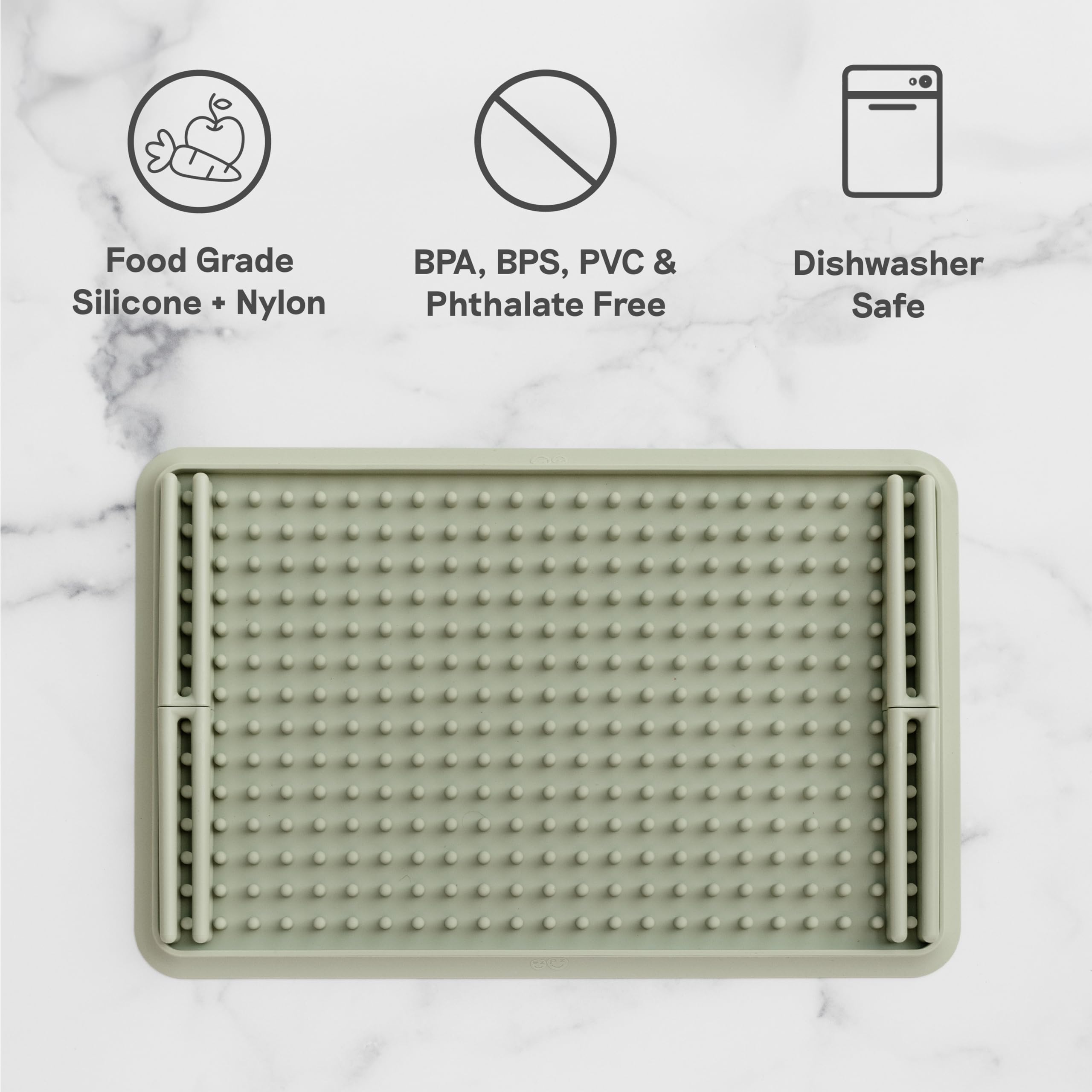 ezpz Égouttoir à vaisselle pliable 100% silicone + ventouses en place + chevilles réglables – Passe au lave-vaisselle – Durable