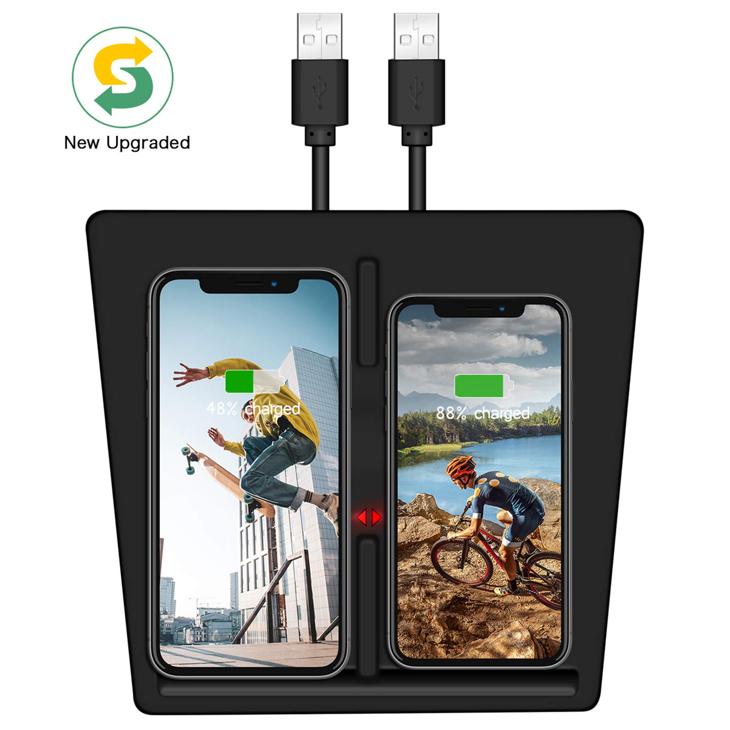 VXDAS New Upgraded Model 3 Wireless Charger, Dual 10W QI Wireless Phone Charger Two Phones Charging Station Pad for Tesla Model 3 Accessories