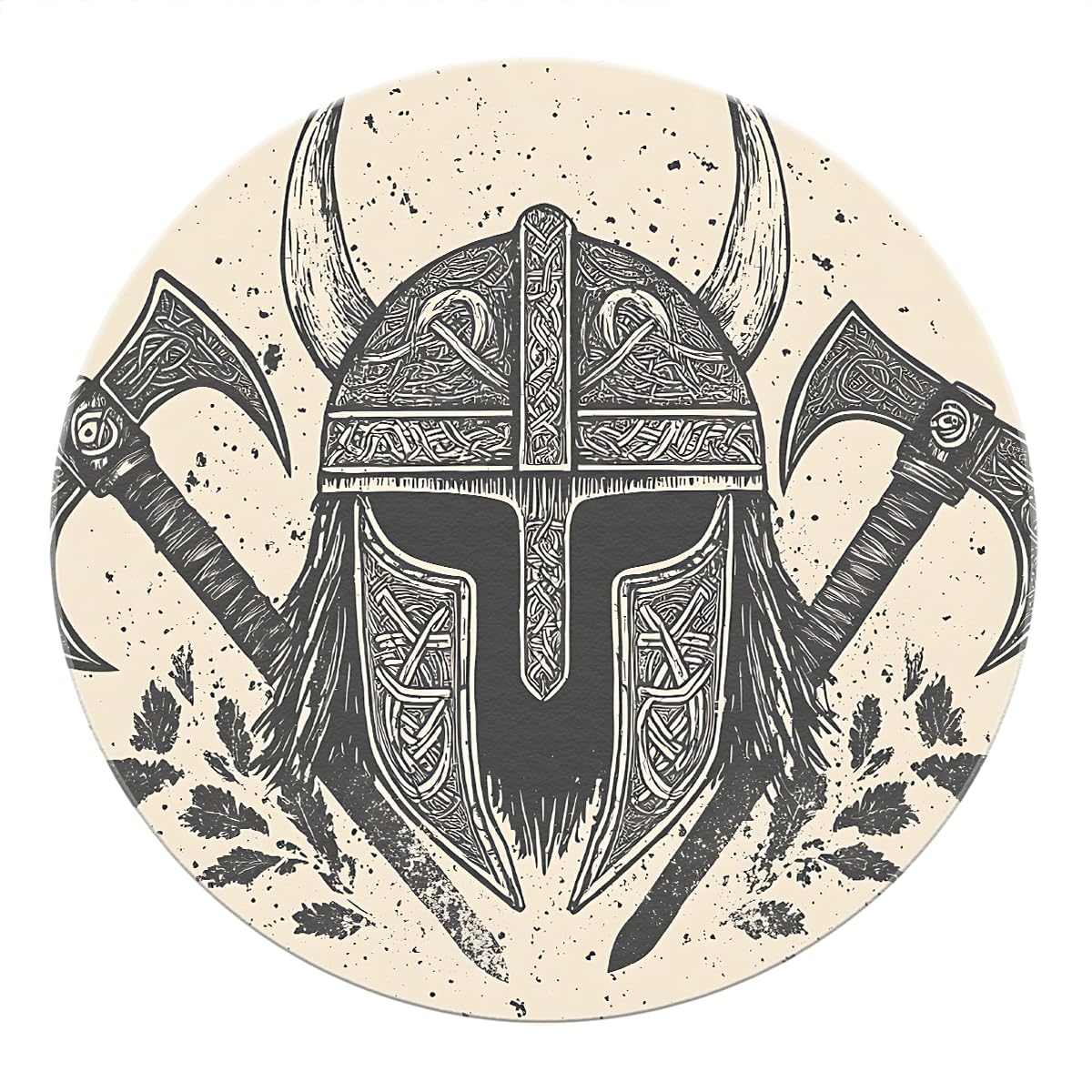 Tapis rond viking beige de 180 cm lavable et idéal pour décorer une salle de jeux moderne