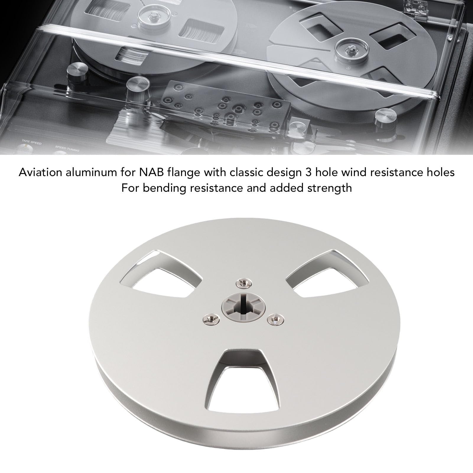 5 Zoll Leere Tonbandspule, 3 Löcher Universal Open Reel Tonband-Leerspule, Leere Aufwickelspule aus Aluminiumlegierung für die Reparatur von Tonbandgeräten