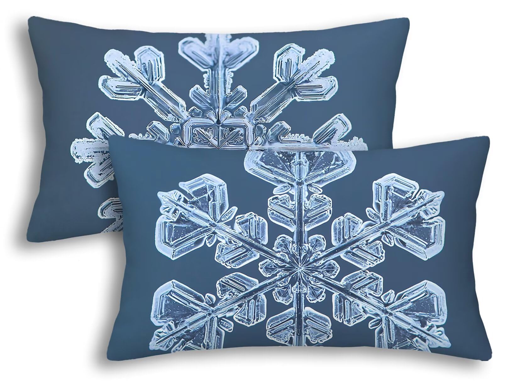 Housse de coussin extérieur imperméable 40x80cm lot de 2 bleu lin rectangulaire pour jardin