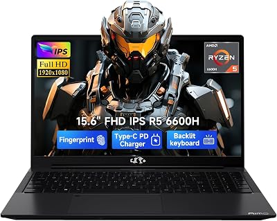 NIMO 15.6" AI-Creator-Laptop, 6-Core AMD R5-6600H 16GB RAM 1TB SSD (Beat i7 1355U up to 4.5GHz) Radeon 660M, FHD IPS 100W Fast PD for Video Editing, Multitasking, Remote Work & Study, 2-Yr Warranty