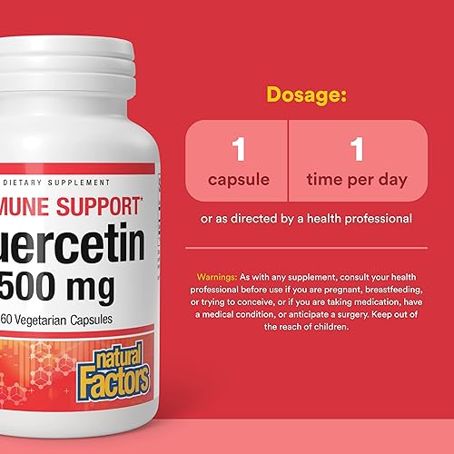 Miniatura 3 de Natural Factors Quercetina - Suplemento antioxidante para apoyo a la salud respiratoria y pulmonar - Suplemento de quercetina ayuda a la salud y