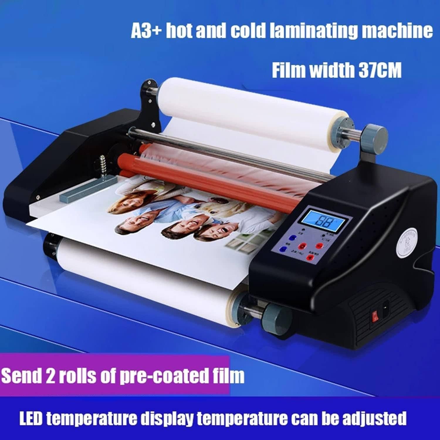 Hot Cold Roll Laminating Machine, A4/A3+ Cold Roll Film Laminator Single and Double-Sided Laminating Machine