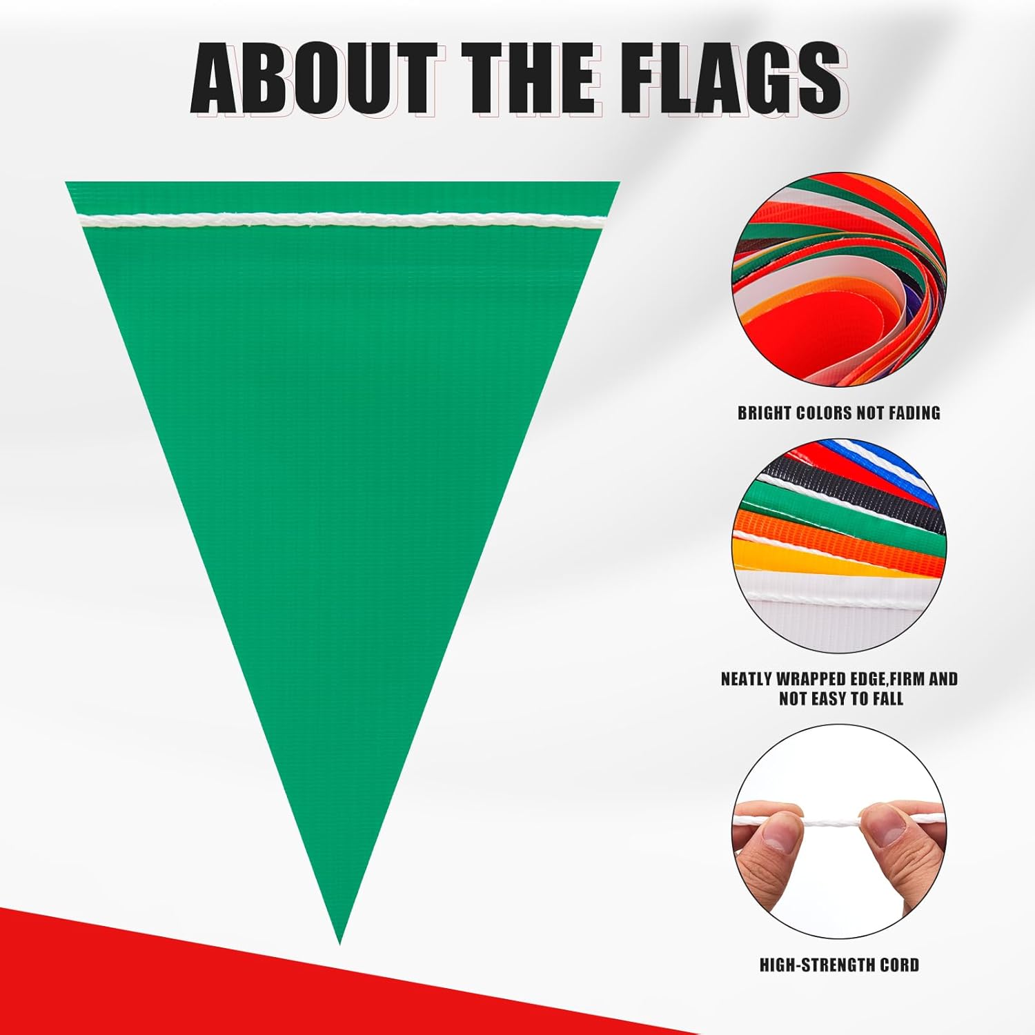 Safety Warning Pennant Banner Flags – Multipurpose 105FT OSHA High Visibility Colored Triangle Flags for Party, Roadwork, and Hazard Areas(MULTICOLOR,45pcs,105FT) - Image 6