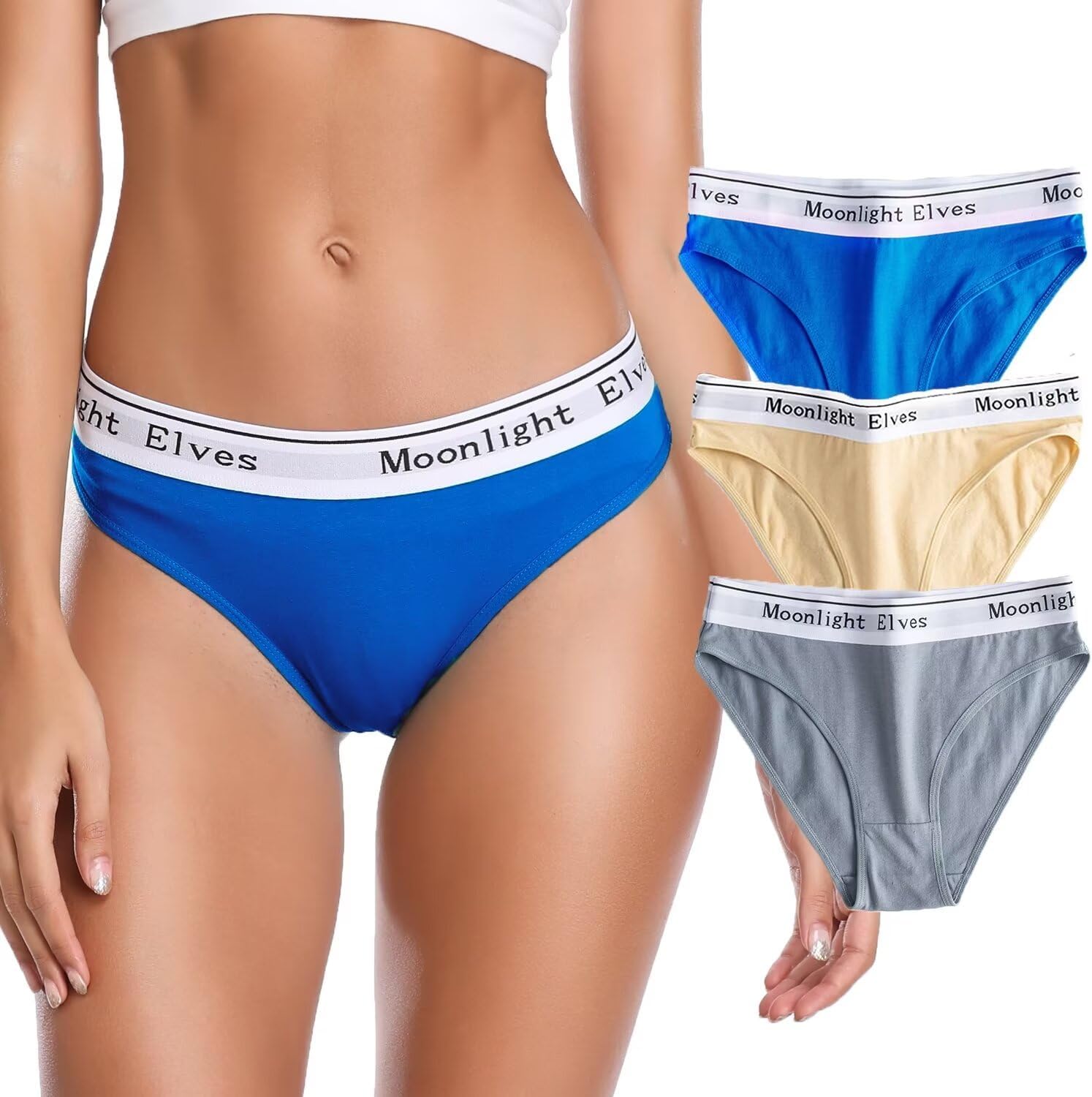 Women's Bikini Panties, Cotton Comfortable Underwear Soft Hipster Breathable Briefs Panty pack 3