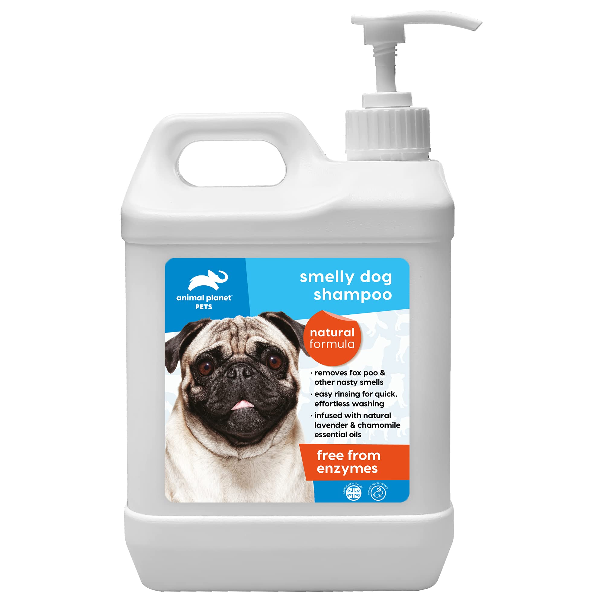 Assured Products Animal Planet - Smelly Dog Shampoo - 2.5 Litres - Free From Enzymes - Infused With Natural Lavender & Chamomile Essential Oils - Removes Nasty Smells & Fox Debris