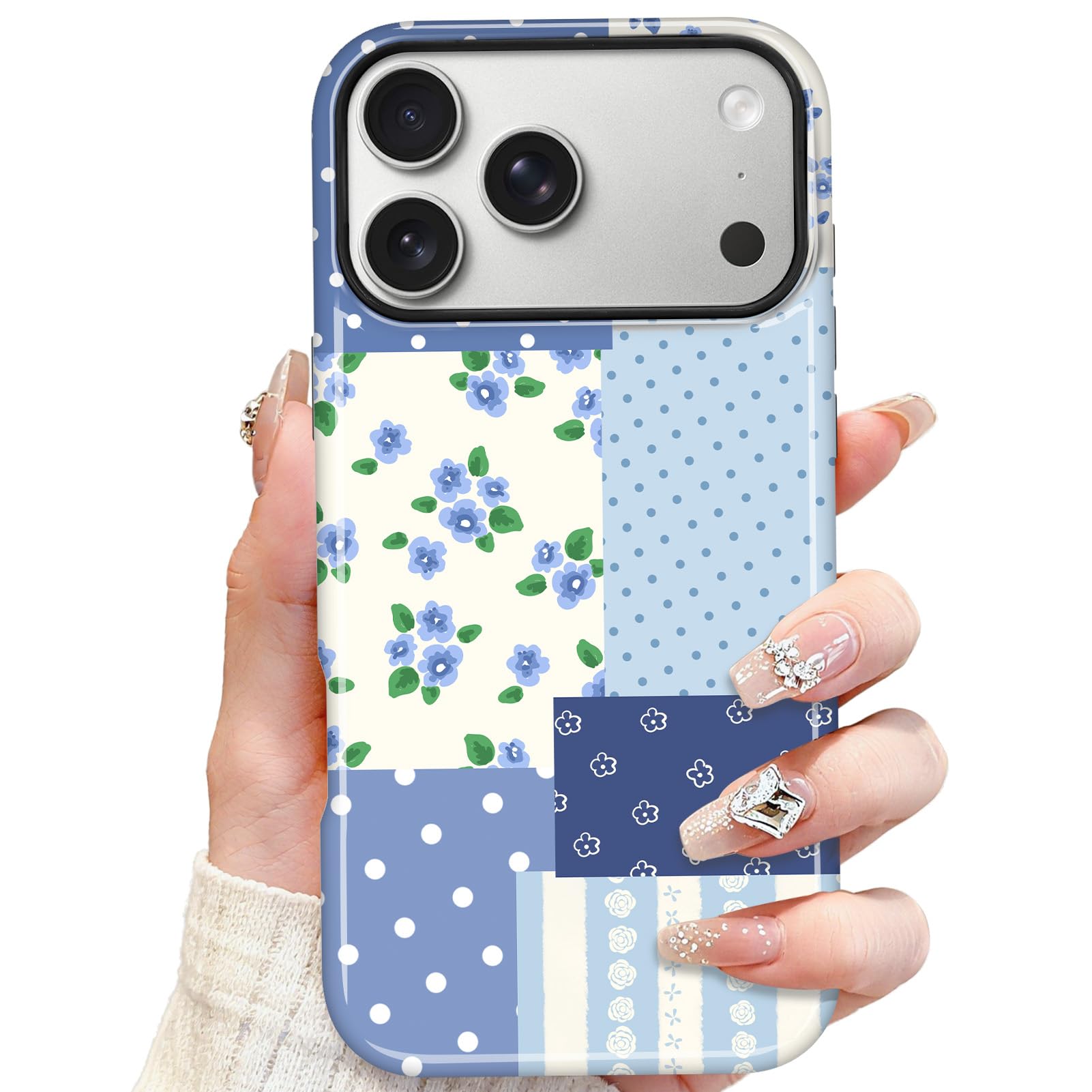 Coque iPhone 17 Pro Max antichoc motif patchwork floral compatible MagSafe SOKAD