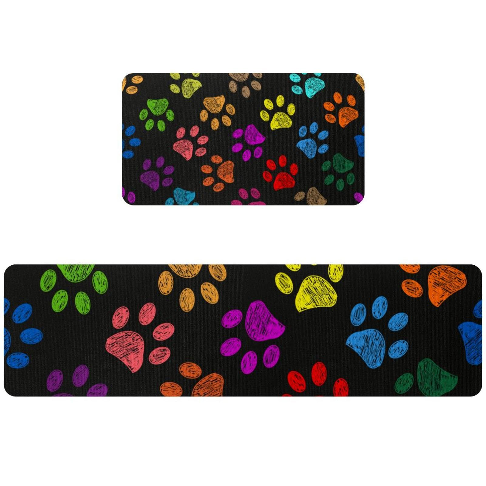 Alfombrilla de cocina lavable y absorbente con diseño de huellas