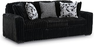 Signature Design by Ashley Midnight-Madness Modern Anti Sage Sofa with Reversible Cushions, Black