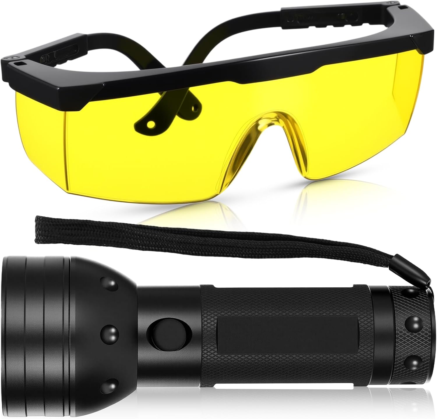 Tellegloww AC Leak Detector Kit AC UV Oil Dye Leak Detection Includes LED Flashlight and UV Protective Glasses with Box for Car Refrigerant Detector Tool (51 LED)