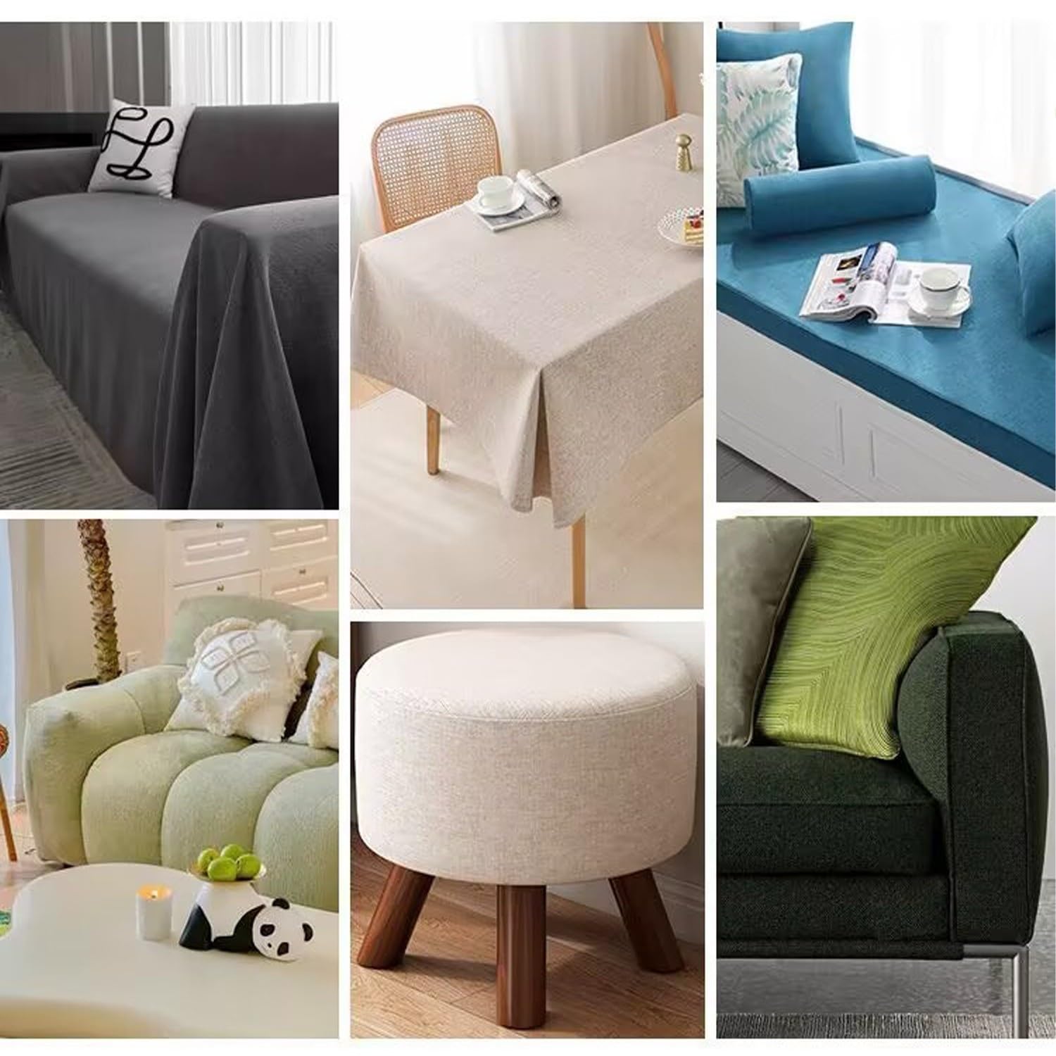 Tessuto di Cotone-lino per tappezzeria, al metro - larghezza 150cm | Tessuti per divani cuscini sedie letti copriletto stoffa arredo tappezzeria interni,resistente(Blu,150x500cm)