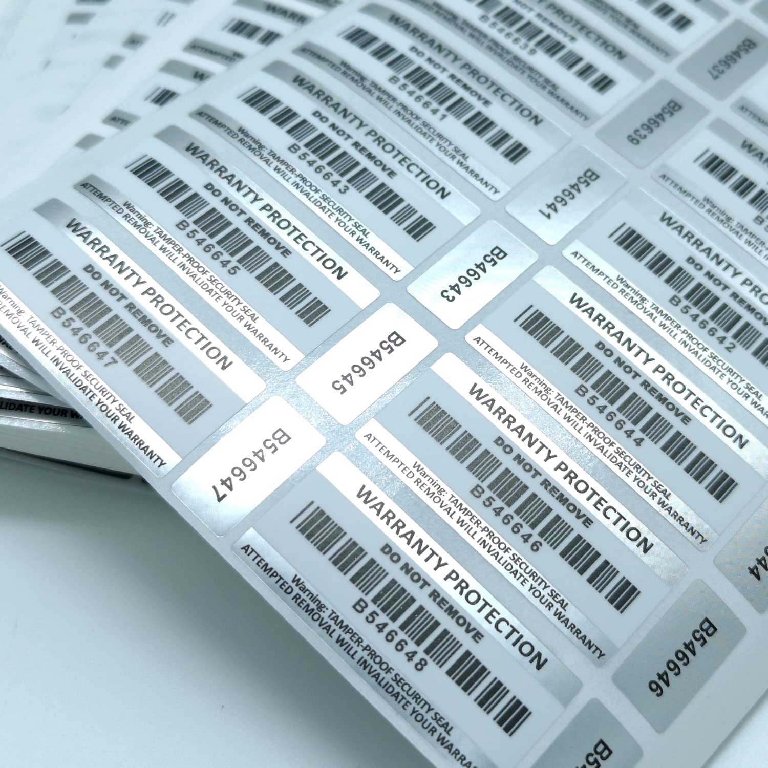 Tamper Proof Barcode Stickers in 7 Pack Sizes (50-2500pcs) Two Part Labels with Unique Serial Numbers (500) - Image 4