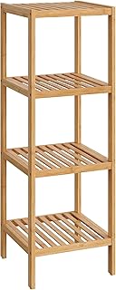SONGMICS Bamboo Storage Shelf, 4-Tier Shelving Unit, Multifunctional, in...