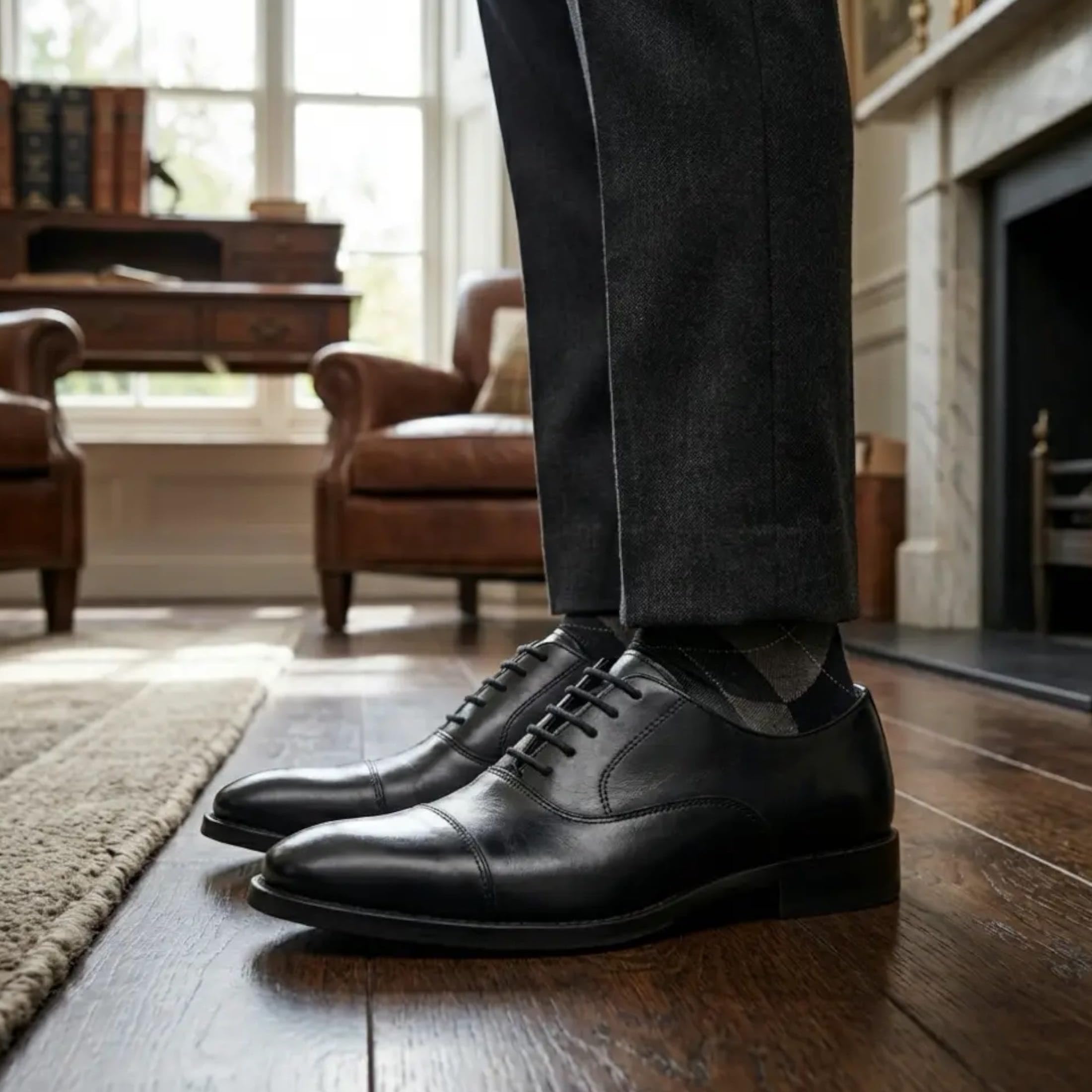 Scarpe Eleganti Stringate da Uomo Dolcetto in Similpelle, Modello Oxford Classico con Punta Rinforzata
