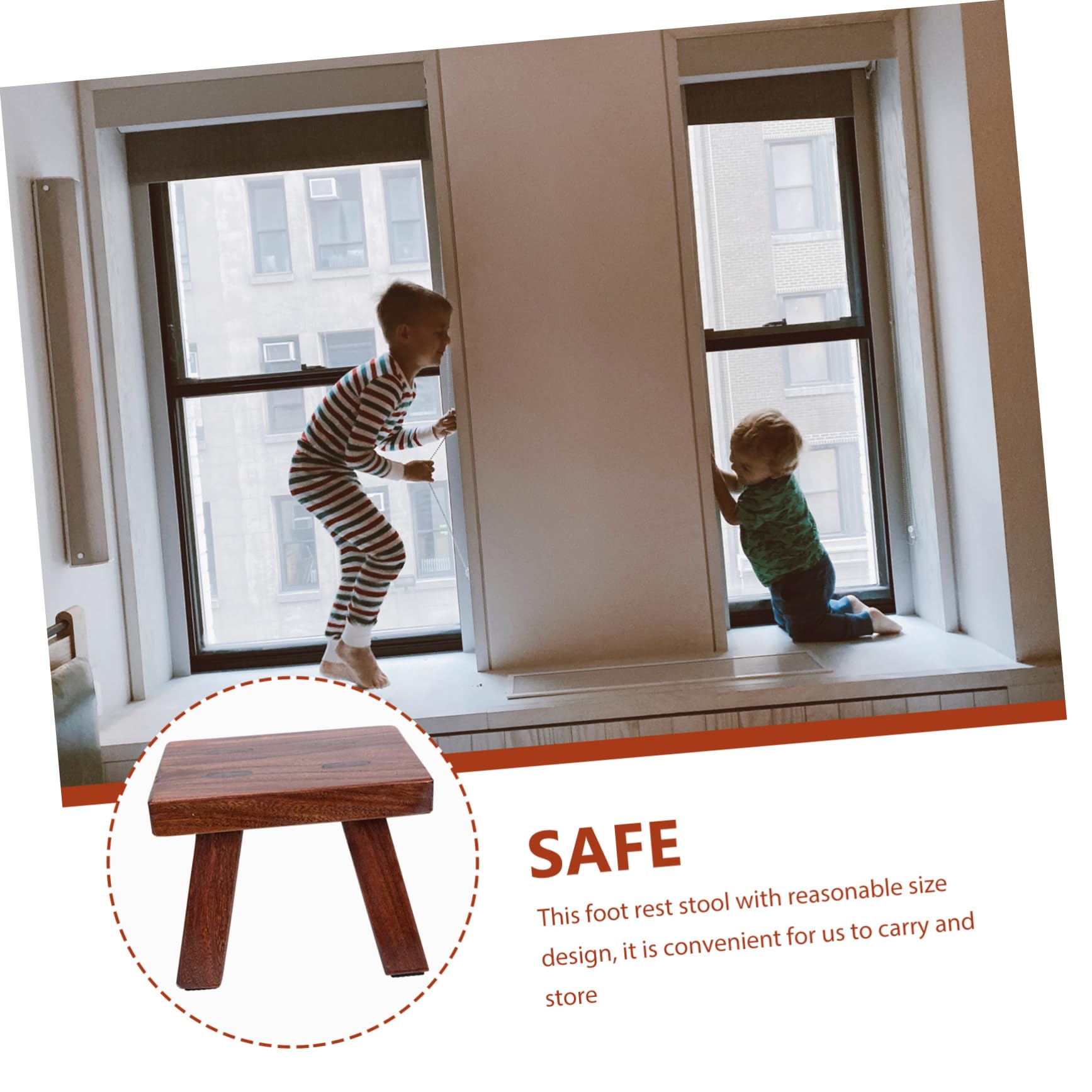 Taburete de Baile para Niños Pequeño Escalón de Madera Maciza Color Café para Uso Doméstico Función para Cambiar Zapatos y Altura Segura