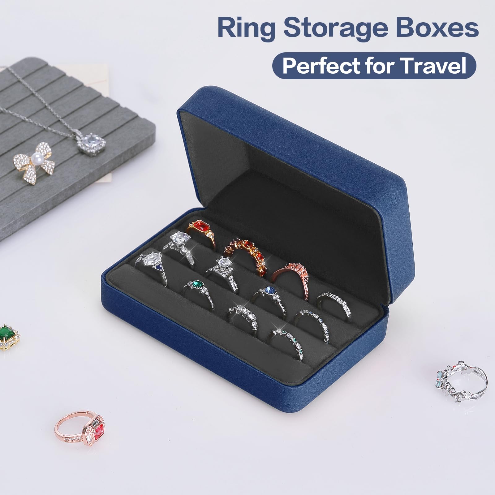 リング収納ケース　20個収納　3セット　ディスプレイ Amazon｜KUKUVR Veletリング収納ボックス 複数のリング用 トラベル