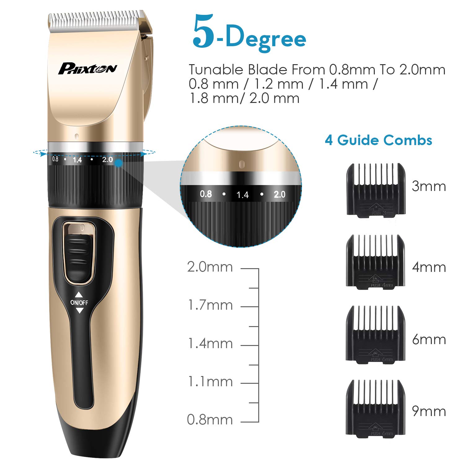 Hair Clippers For Men Professional Hair Cutting Kit Electric Rechargeable Beard Trimmer Cordless Low Noise Beard Shaver For Male Baby Kids Adult Daily Travel Use With Guide Combs Brush USB Cord (Gold) : Beauty & Personal Care