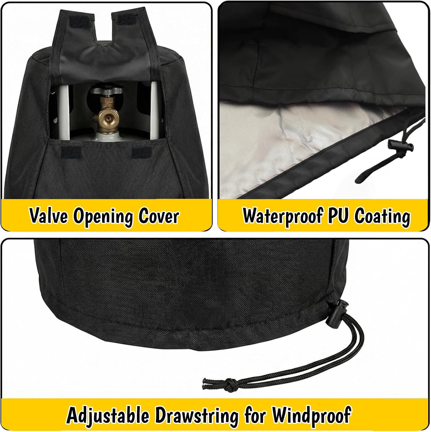 Propane Tank Cover, RV Propane Tank Cover, Outdoor Gas Tank Waterproof Covers Fits Standard 20 lbs Propane Tanks, All Weather Protection to Hide Ugly Rusty & Dirty Gas Tanks14 x19.7 (Black)