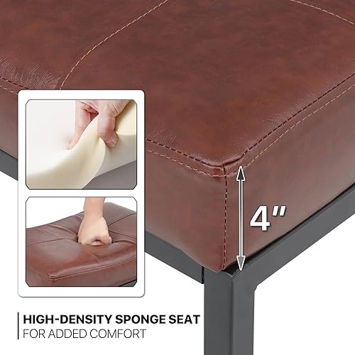 Miniatura 9 de MoNiBloom Juego de 2 taburetes de bar, 31.5 pulgadas de altura de mostrador, estilo retro, asiento de silla de montar de piel sintética con metal