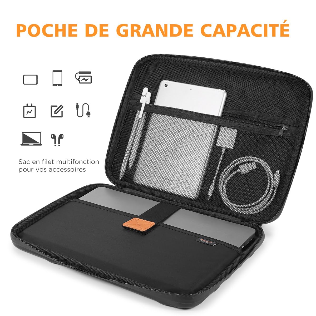 NIDOO 16 Pouces Sacoche Étui Rigide Ordinateur Portable Sac à Bandoulière de Protection pour 15" MacBook Air/ 16" MacBook Pro/ThinkBook 16 16p/ ThinkPad E16 L16 T16 P16/ IdeaPad Slim 5i 5 3i/ XPS 16