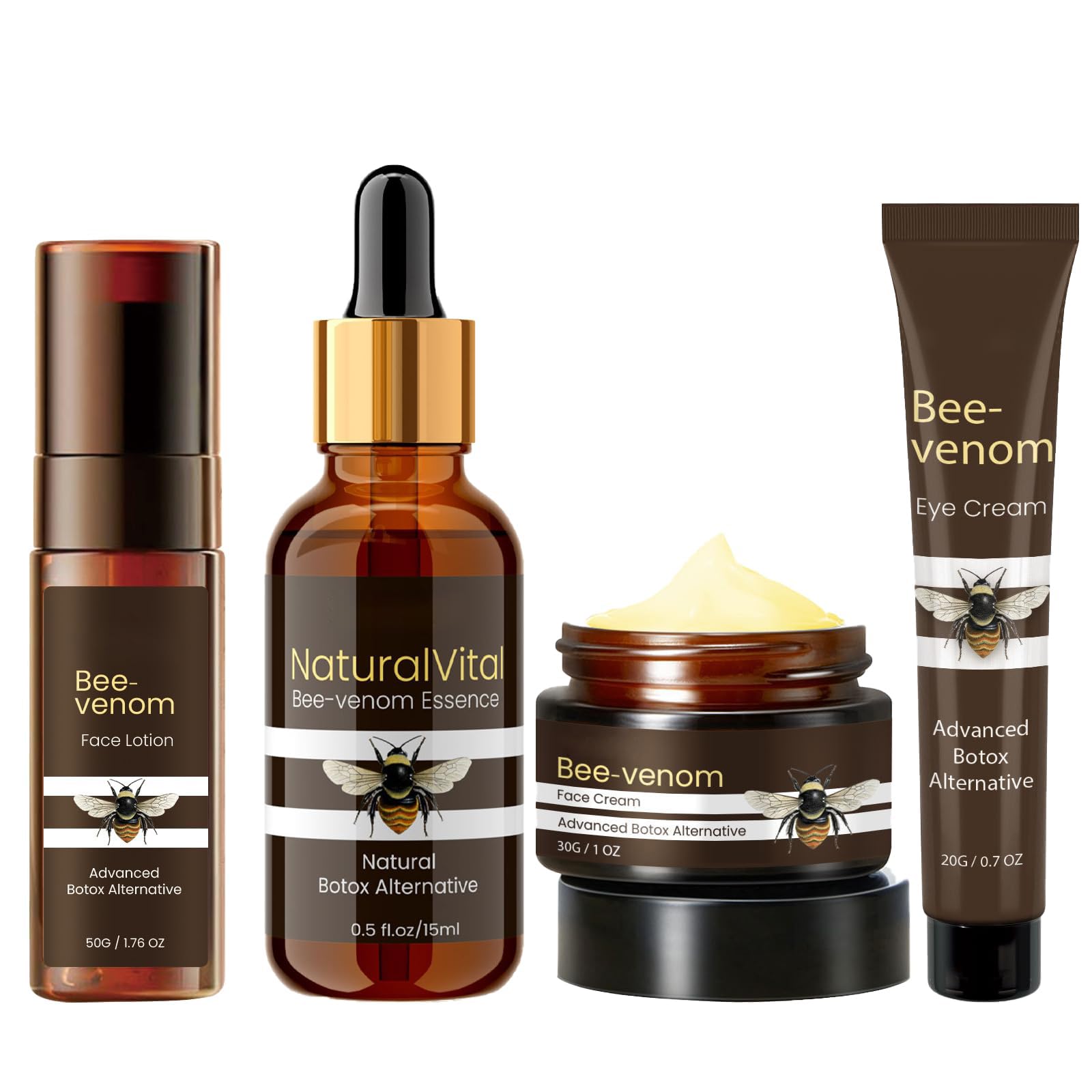 – Azonee Bee Skin Care Set, Includes New Zealand Bee Face Lotion, Bee Instant Firming Eye Cream, Bee Essence, Bee Face Cream, Anti-Wrinkle, Hydrating & Firming