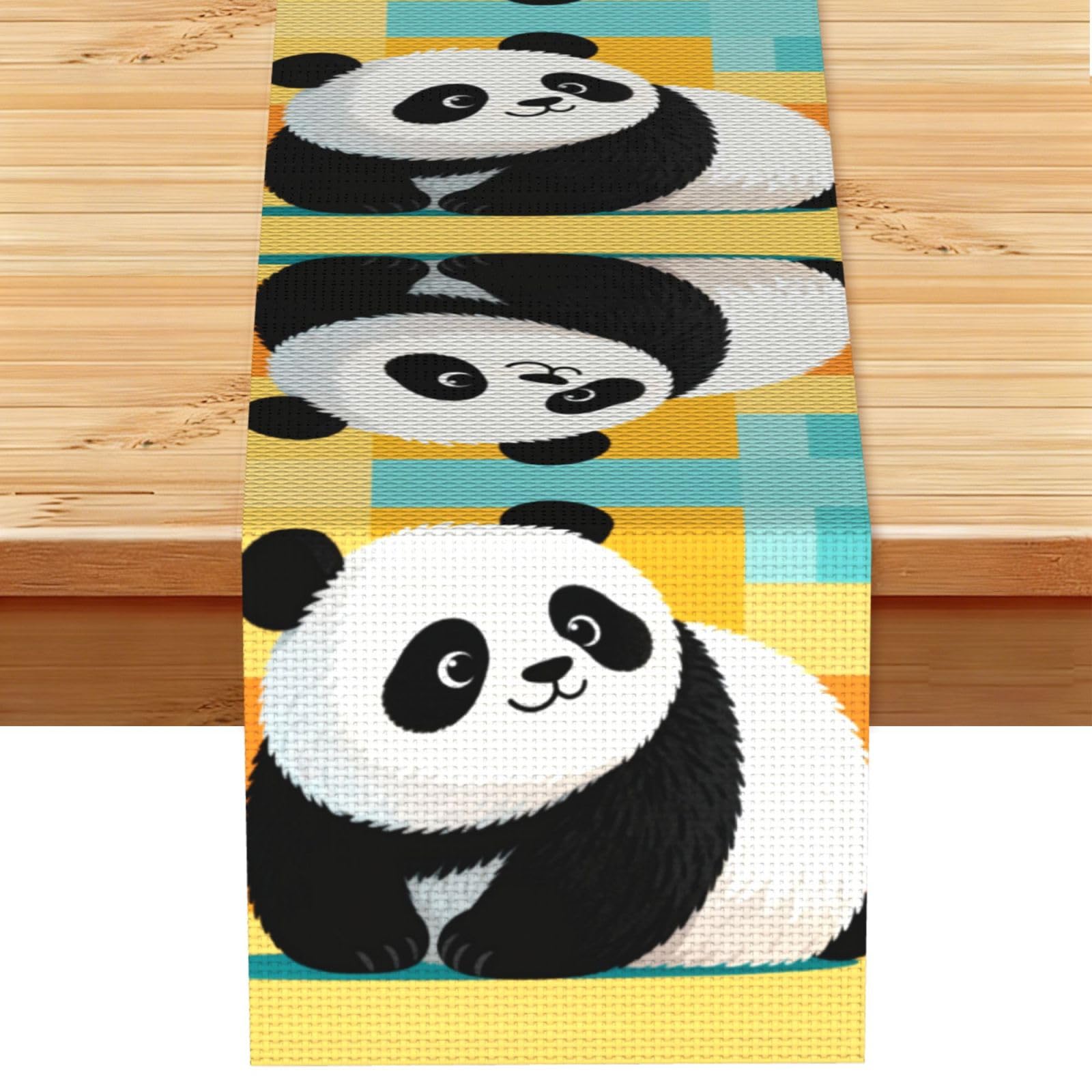 Panda Linen Look Table Runner 13x72-Wrinkle Resistant Farmhouse Style for Dining Table Decor