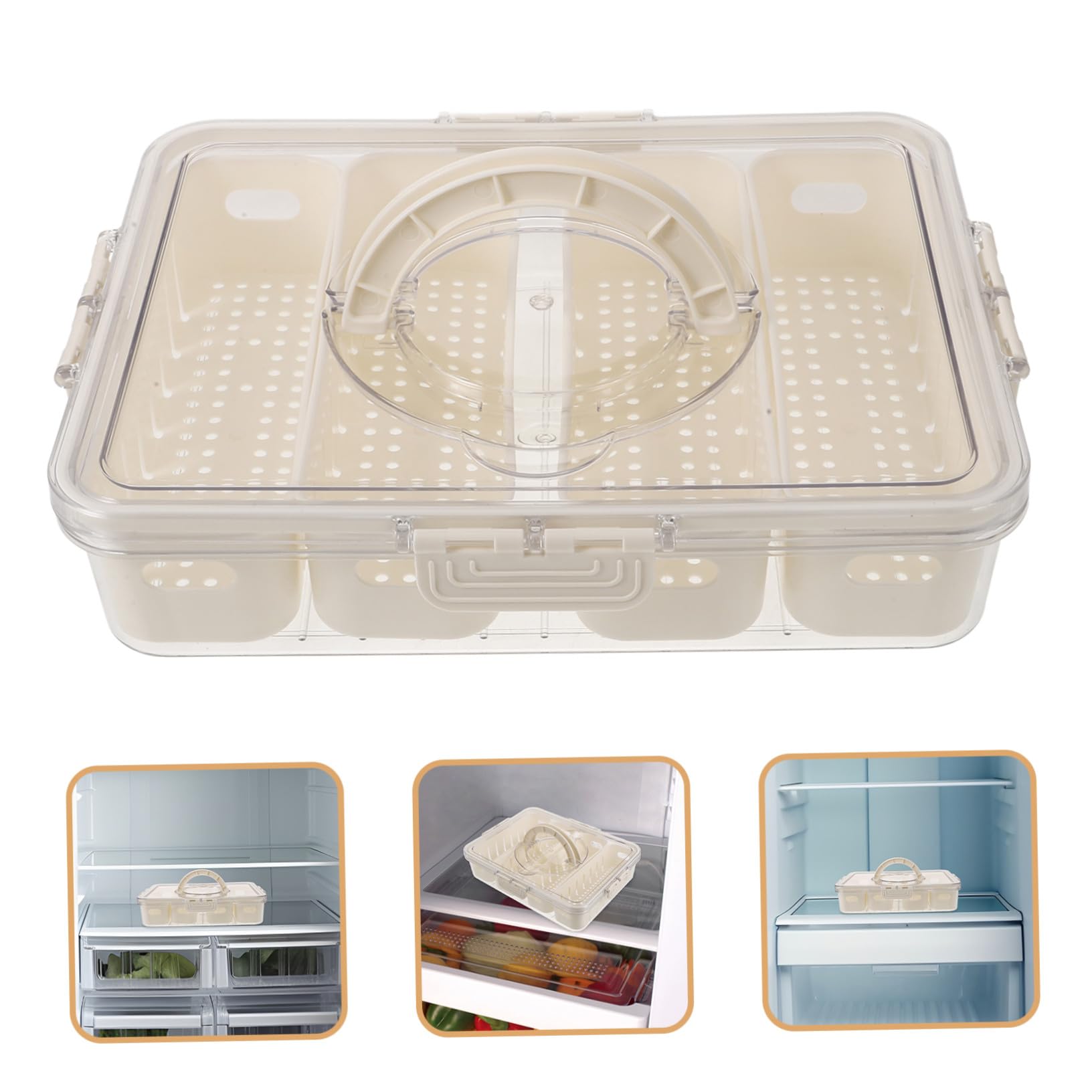 Mipcase Caja de Almacenamiento y Sello Hermético para Refrigerador Compartimentos Divididos Organizador de Alimentos Reutilizable de Pet para Picnic y Viaje