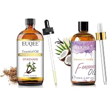 EUQEE Spikenard Essential Oil 118ml+EUQEE Coconut & Vanilla Fragrance Oil 100ml Oils for Diffuser for Home and Car, Yoga, Candle Making, DIY Soap with Glass Dropper