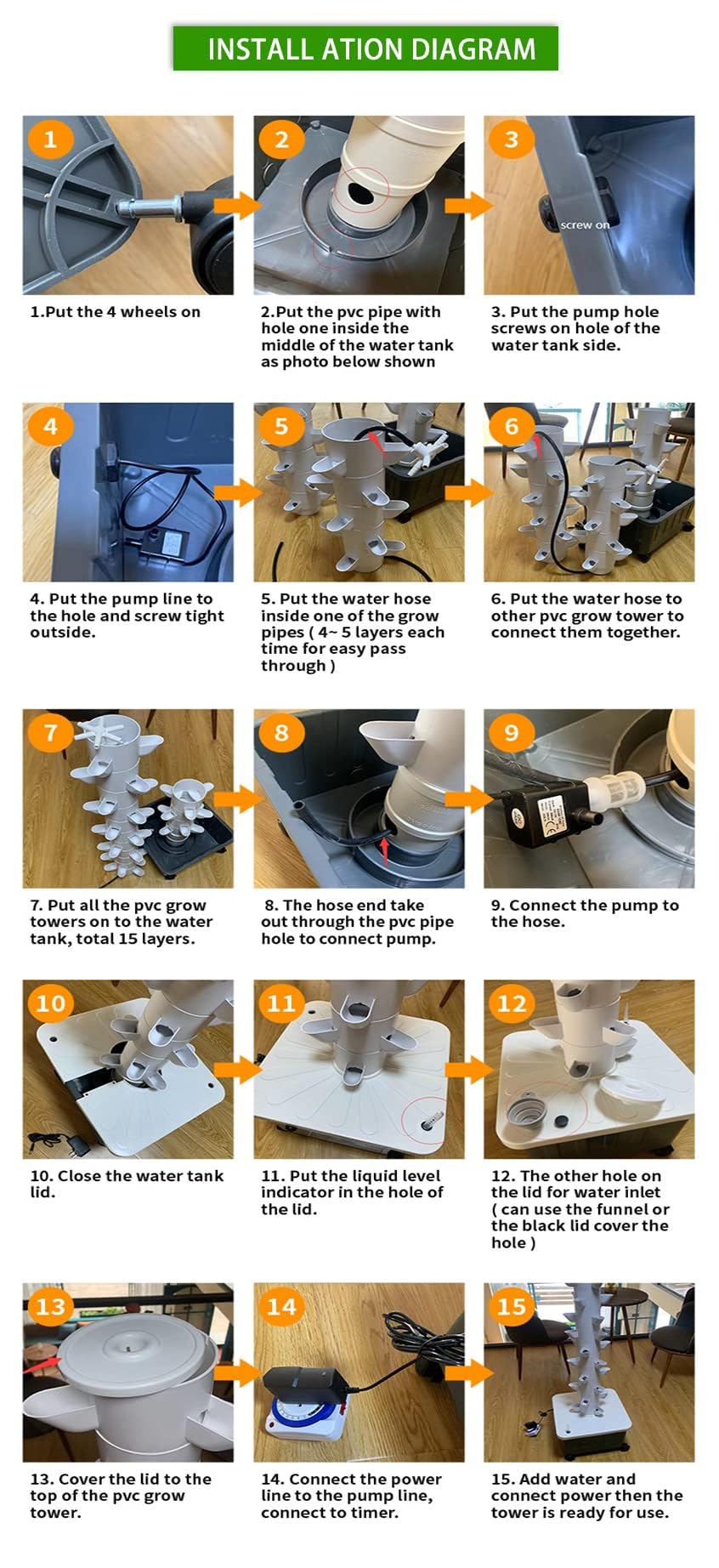 Sistema hidropónico de 45 Orificios, Kits de Cultivo hidropónico, Sistema de Cultivo hidropónico para Hierbas, Frutas y Verduras de Interior, Adaptador de Torre aeropónica, 1 Pieza