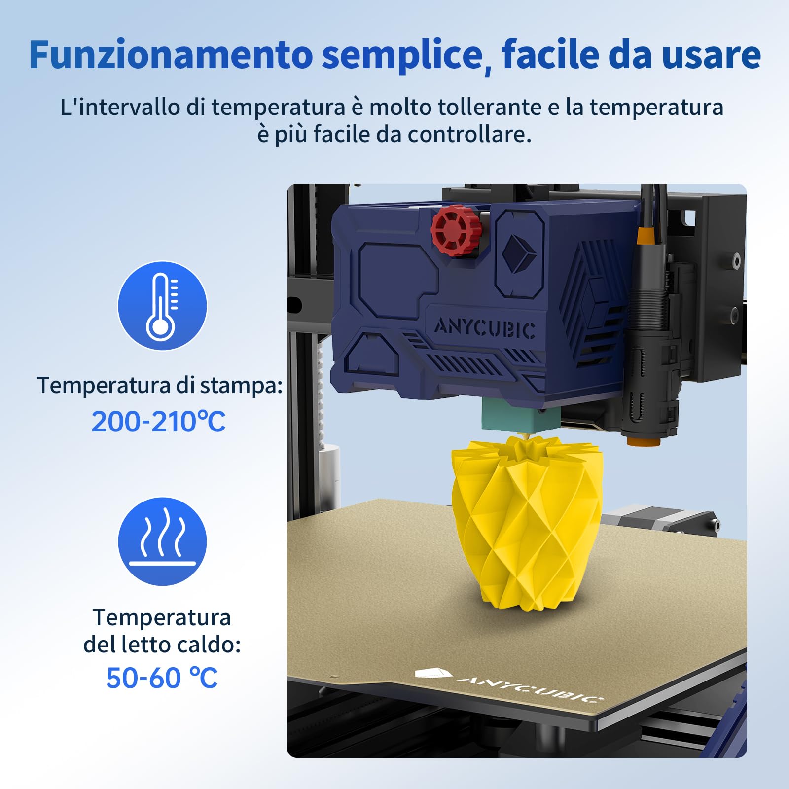 ANYCUBIC PLA Filamento per Stampante 3D, RFID Filamento PLA per Stampante 3D 1,75 mm Precisione Dimensionale +/- 0,02 mm(Giallo Vibrante,1KG)
