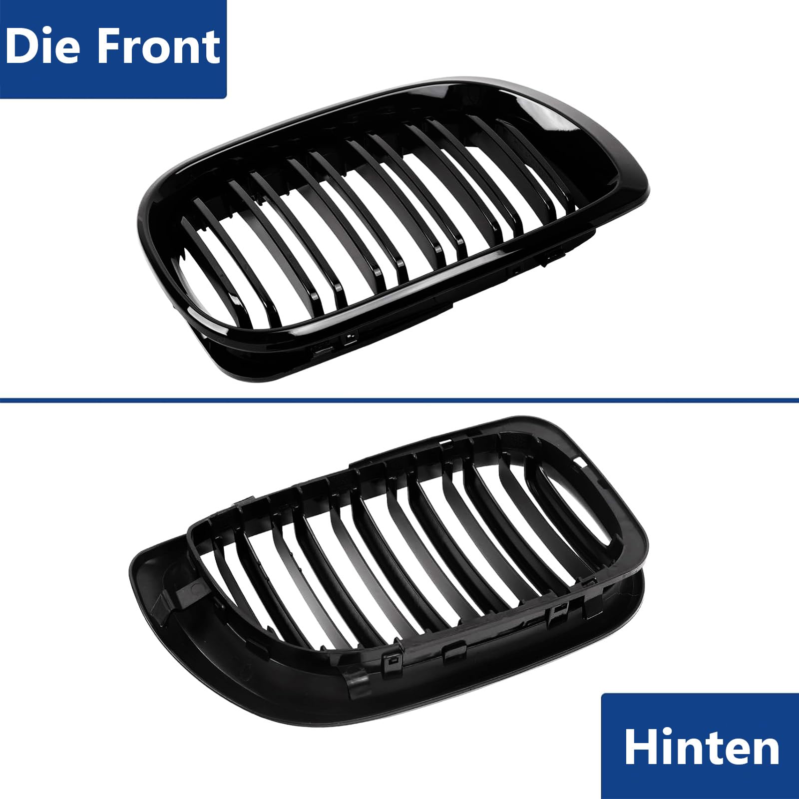 Gangying - Grille De Calandre Avant Noire Brillant Pour BMW Série 3 E46 4 Portes (2002-2005) - Compatible 318i/320i/325i/330i - En ABS