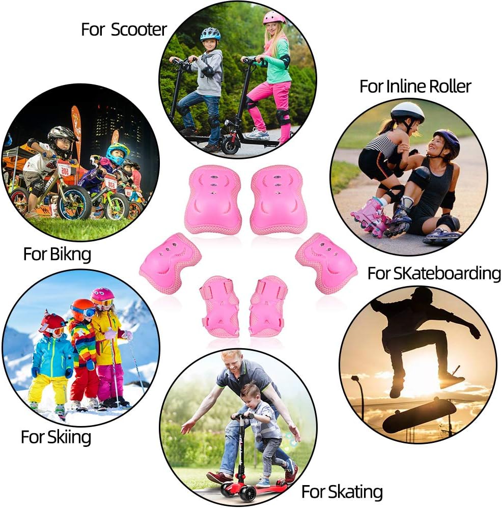 Uggkin Kids Protective Gear Set Knee Pads Elbow Pads Wrist Guards 3 in 1 Safety Pads Set for Kids for Cycling Skating Rollerblading Skateboard Scooter : Sports & Outdoors