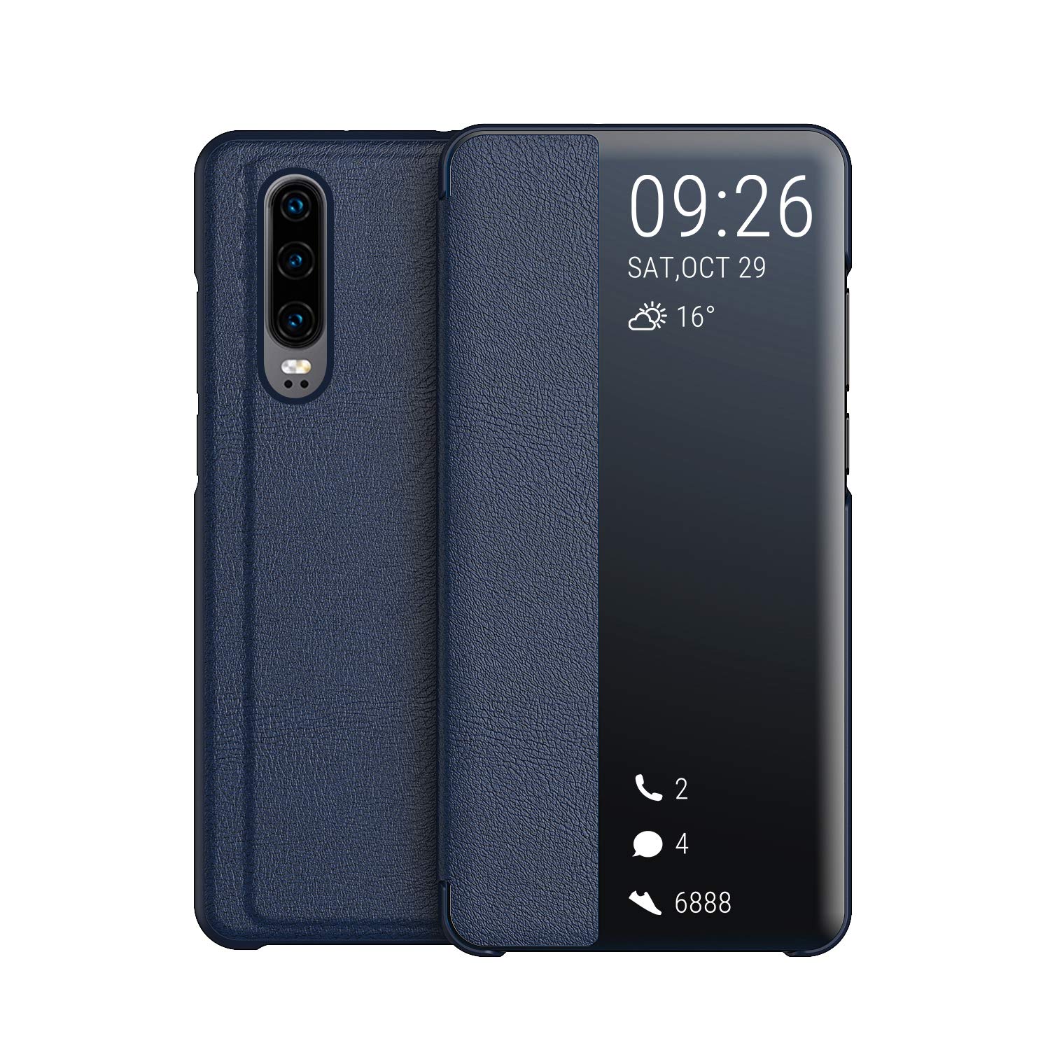 CASEONJAN Cover per Huawei P30, Pelle PU Custodia a portafoglio con scomparti per Slot Schede, Antiurto Flip Caso Cover per Huawei P30 (Verde