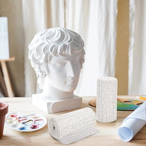 Miniatura 5 de Lawei Paquete de 8 rollos de tela de yeso, tiras de yeso, rollo de vendajes de gasa para proyectos, fabricación de máscaras, esculturas, moldes