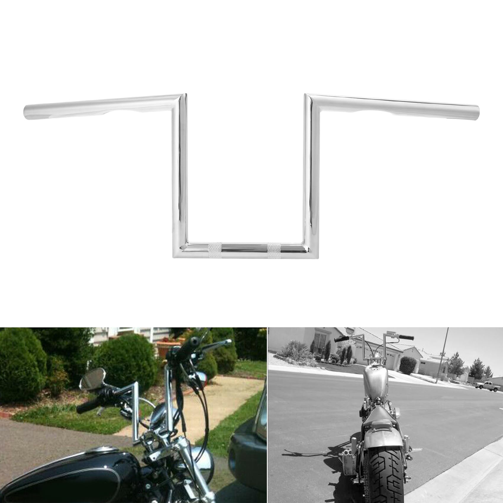 10" Rise 1" Fat Z-Bar Handlebar Fit For Harley-Davidson Honda Yamaha Suzuki Kawasaki Triumph Most Chopper Cruisers Bobber Bike Cafe Racer