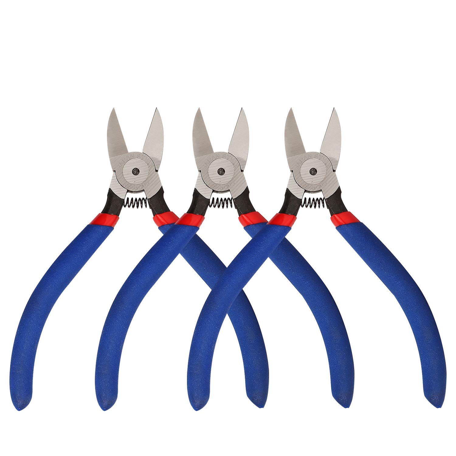 Kaisi KA05 Wire Cutters Pliers 5 Inch Precision Small Diagonal Flush Wire Cutters Side Cutter Pliers for Cuts Electronics, Wires, Jewelry, Zip Ties and More - 3 Pack
