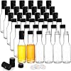 Cedilis 36 Pack Small Glass Bottle, 3oz100ml Glass Woozy Bottle, Empty Mini Hot Sauce Bottles, Clear Liquor Wine Bottles with Shrink Capsule, Black Screw Caps, Dripper Insert